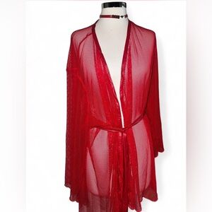 NWT Savage fenty Red mesh fishnet robe